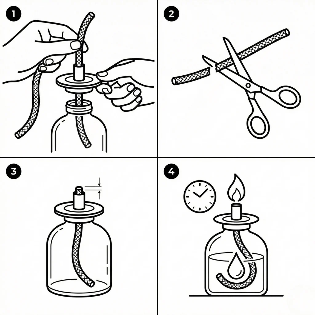 Infographie Changer mèche d'une lampe à huile