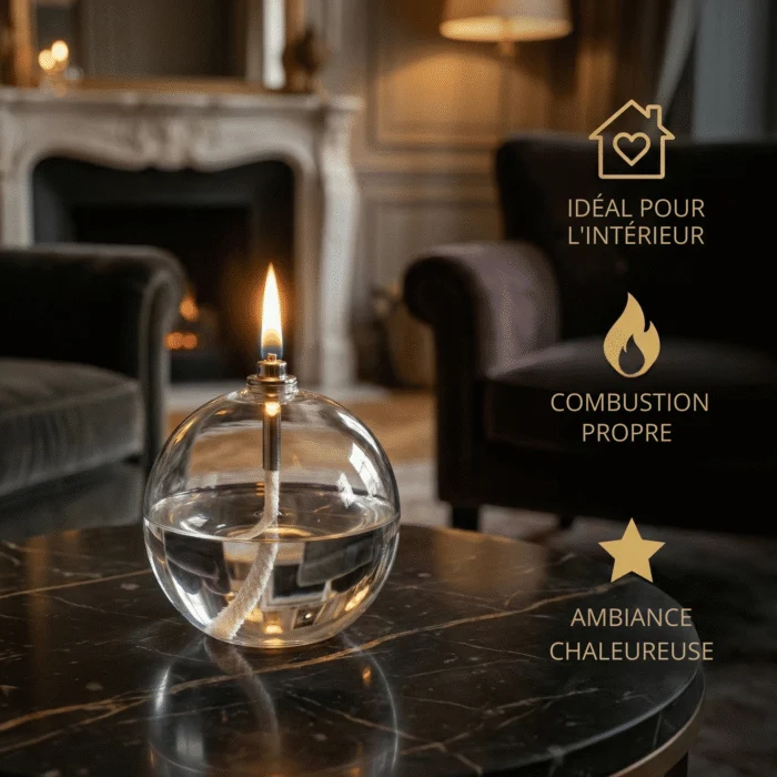 Lampe à huile transparent ronde Kroma avantages