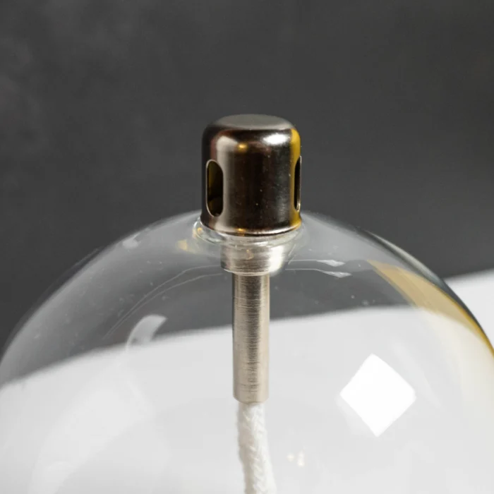 Lampe à huile transparent ronde Kroma zoom sur le capuchon