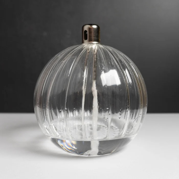 Lampe huile Ronde en verre striée Kroma