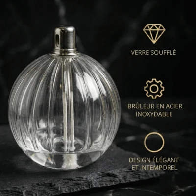 Lampe huile Ronde en verre striée Kroma - avantage